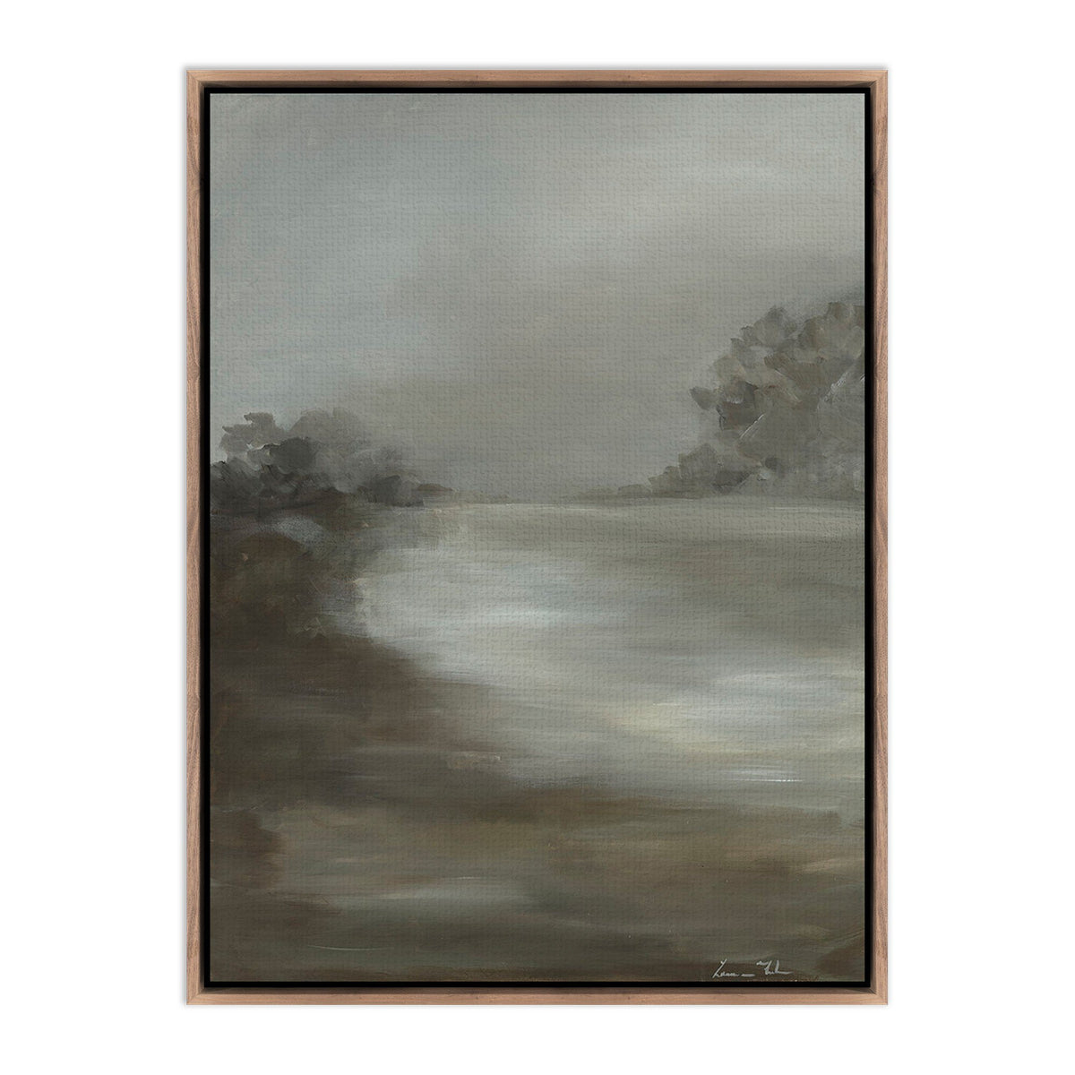 a painting of a lake