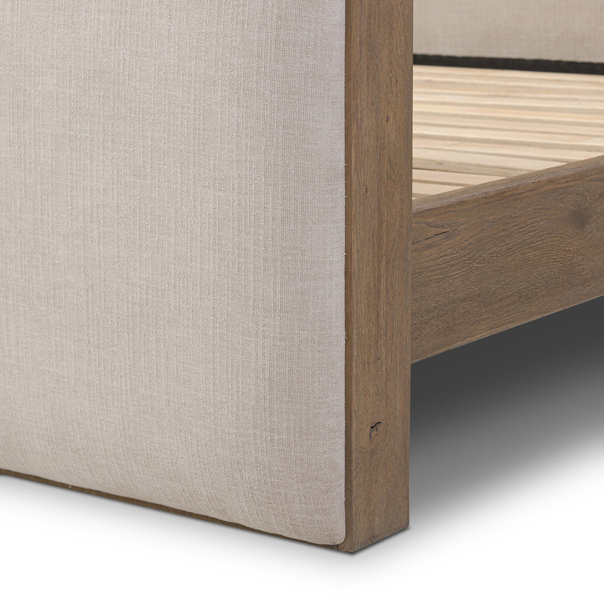 a close up of a bed