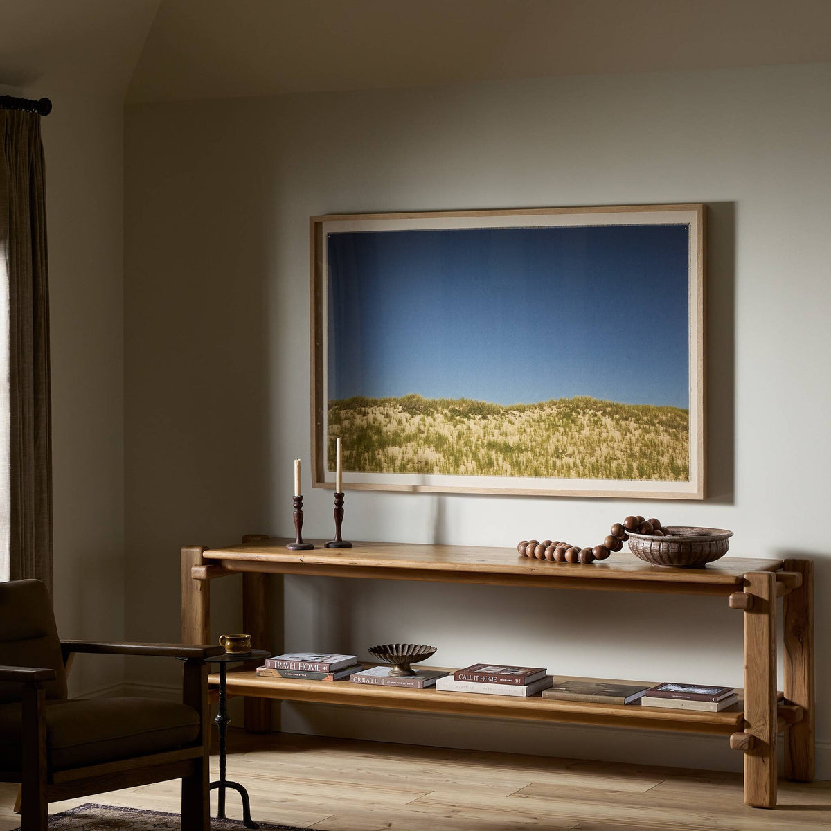 a large framed picture on a wall