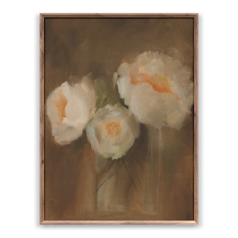 a painting of flowers in a wooden frame