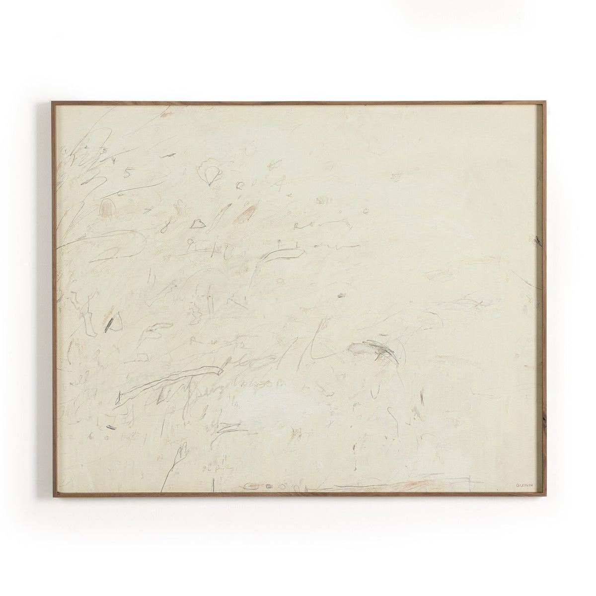 a white rectangular frame with a brown border