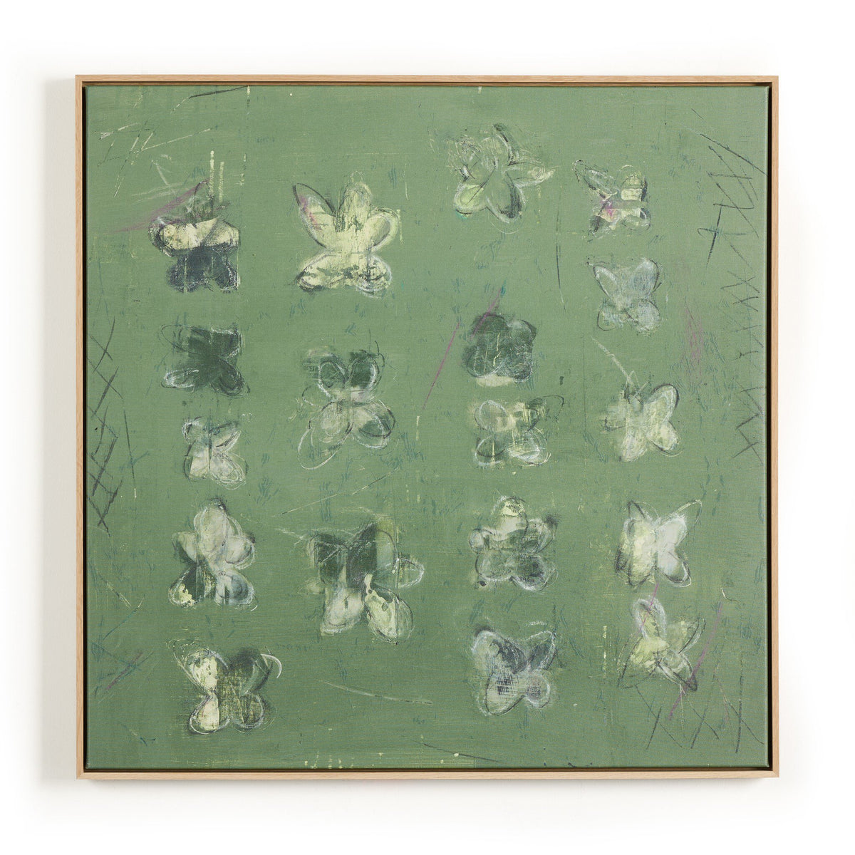 a green square frame with butterflies on it