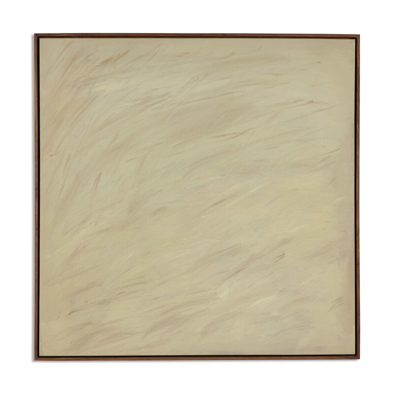 a square painting with a brown frame