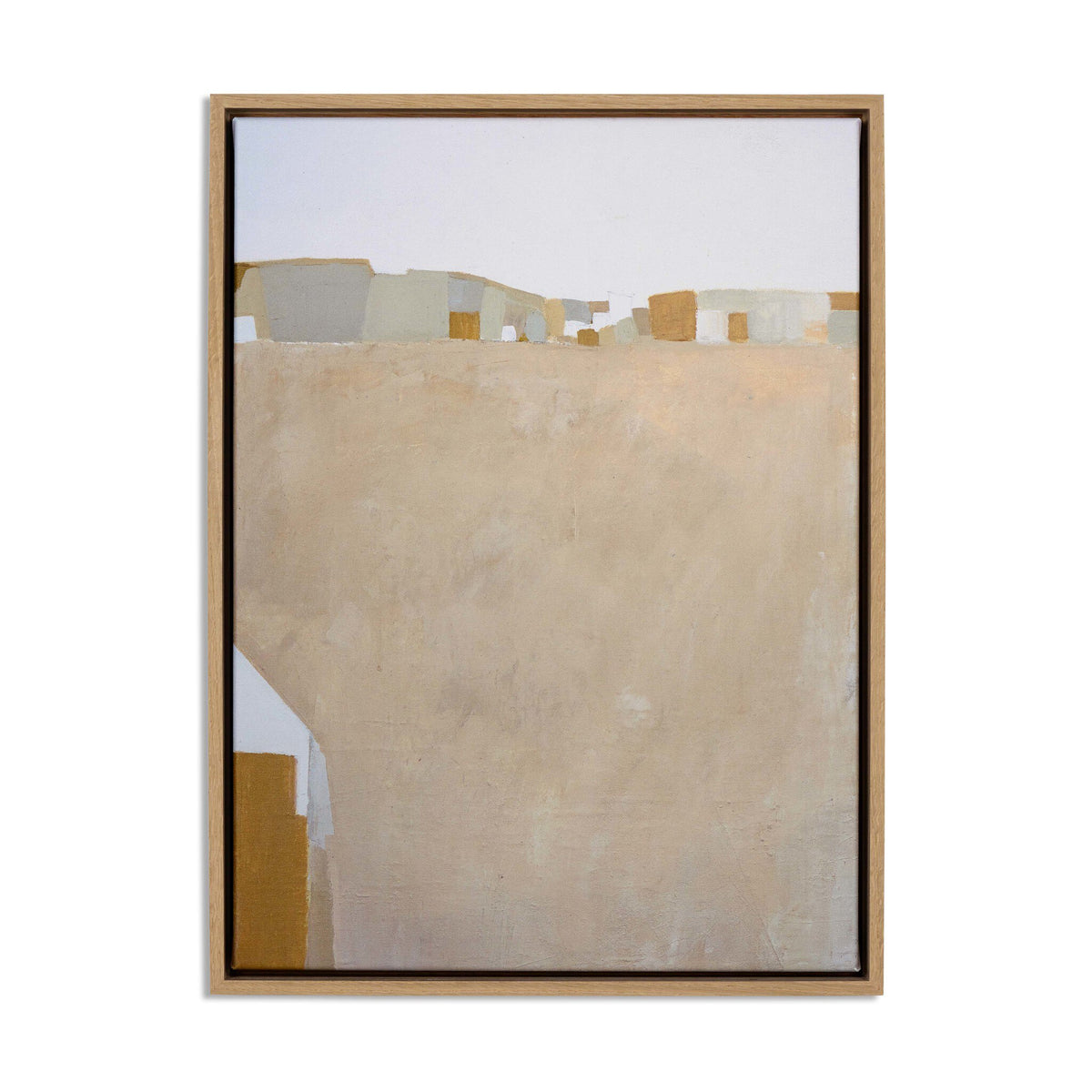 a framed painting of a city