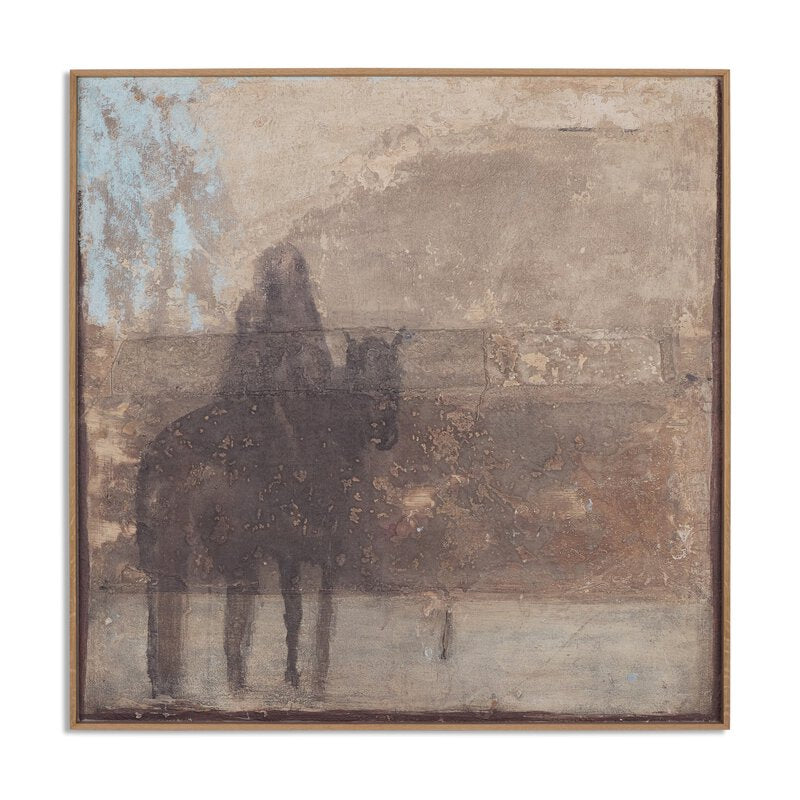 a painting of a person on a horse