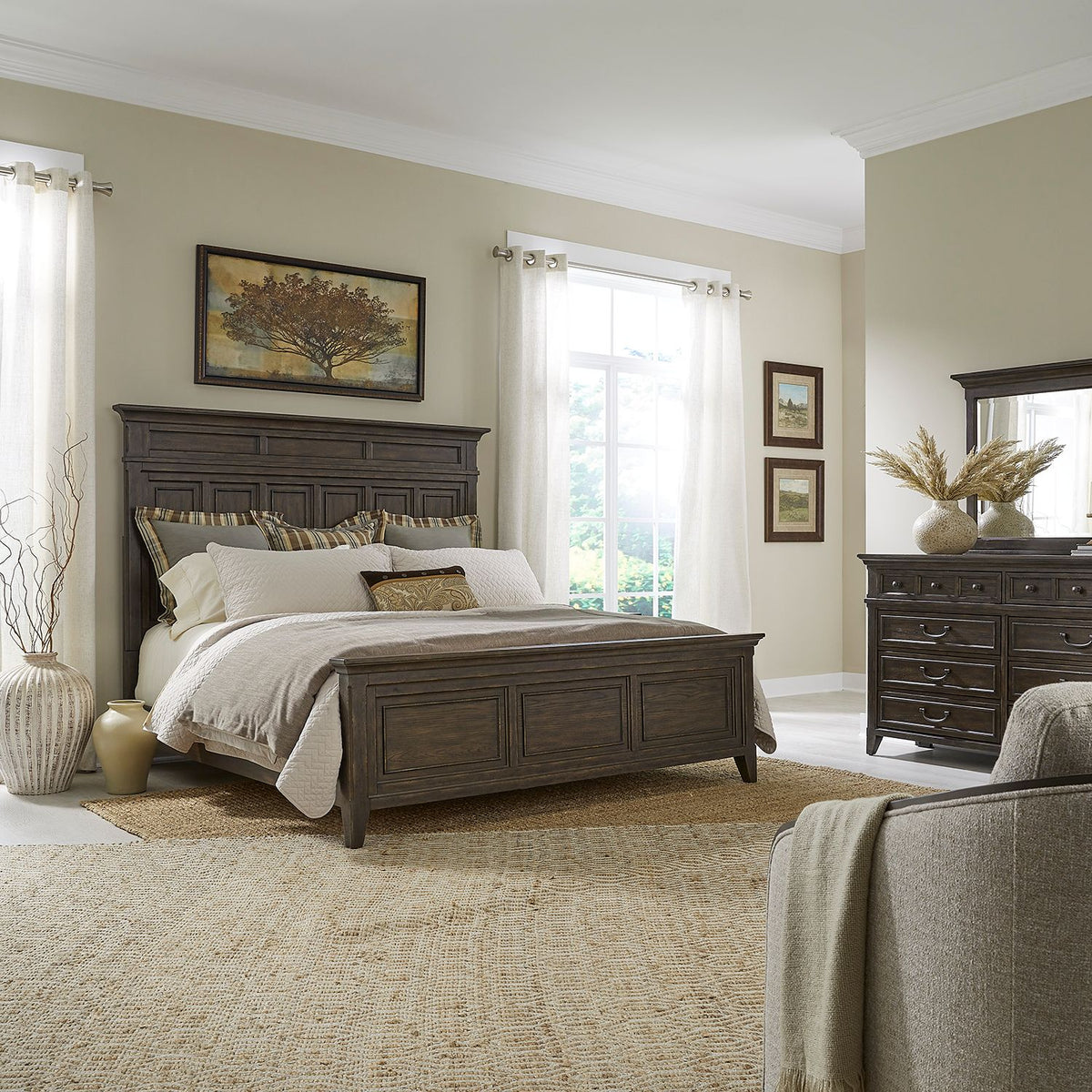 297-BR-KPBDM - King Panel Bed, Dresser & Mirror - Liberty Furniture