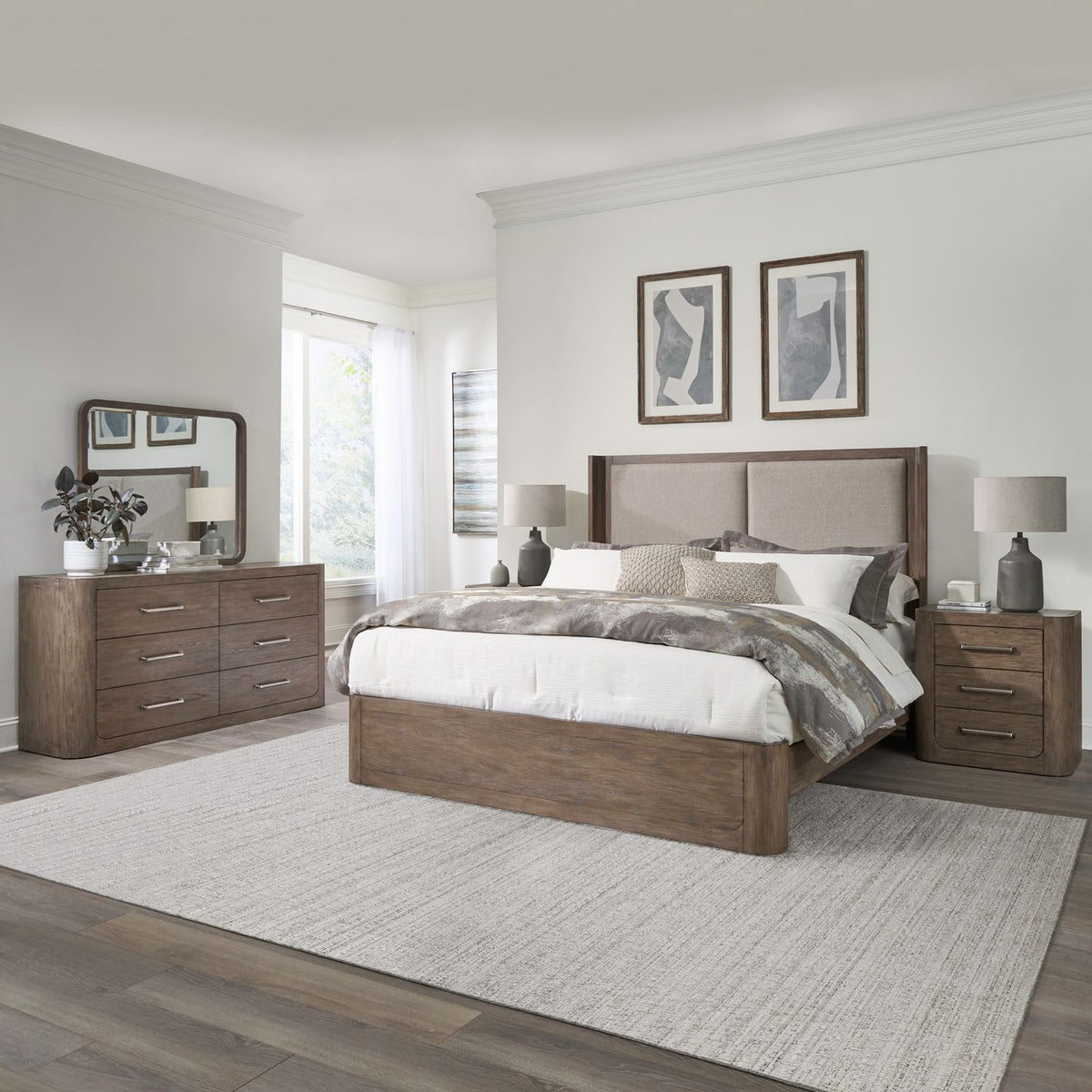 306-BR-CKSHDMN - King California Shelter Bed, Dresser & Mirror, Night Stand - Liberty Furniture
