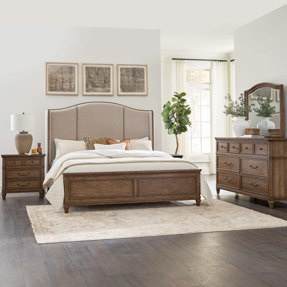 336-BR-KSHDMN - King Shelter Bed, Dresser & Mirror, Night Stand - Liberty Furniture