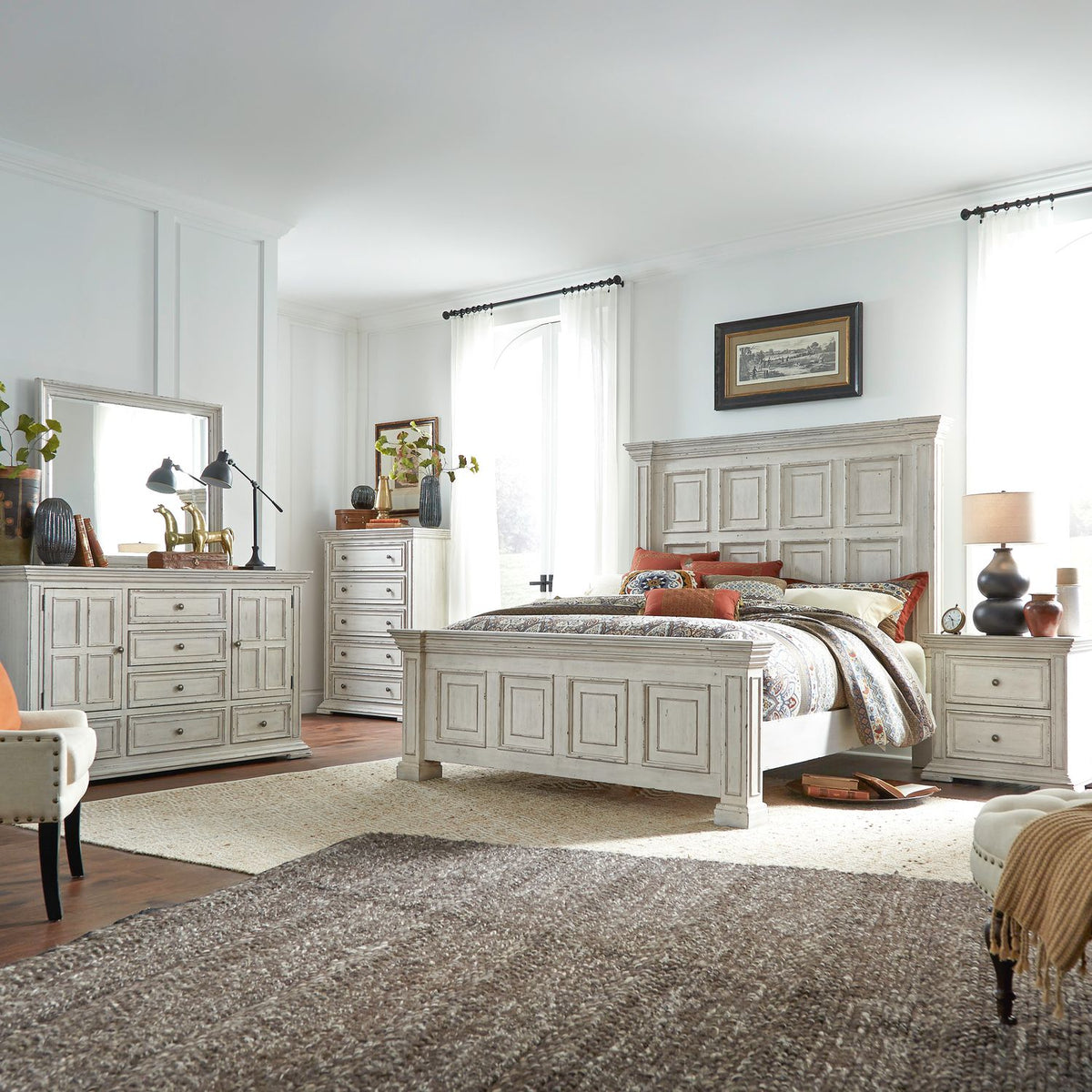 361W-BR-CPBDMCN - King California Panel Bed, Dresser & Mirror, Chest, Night Stand - Liberty Furniture