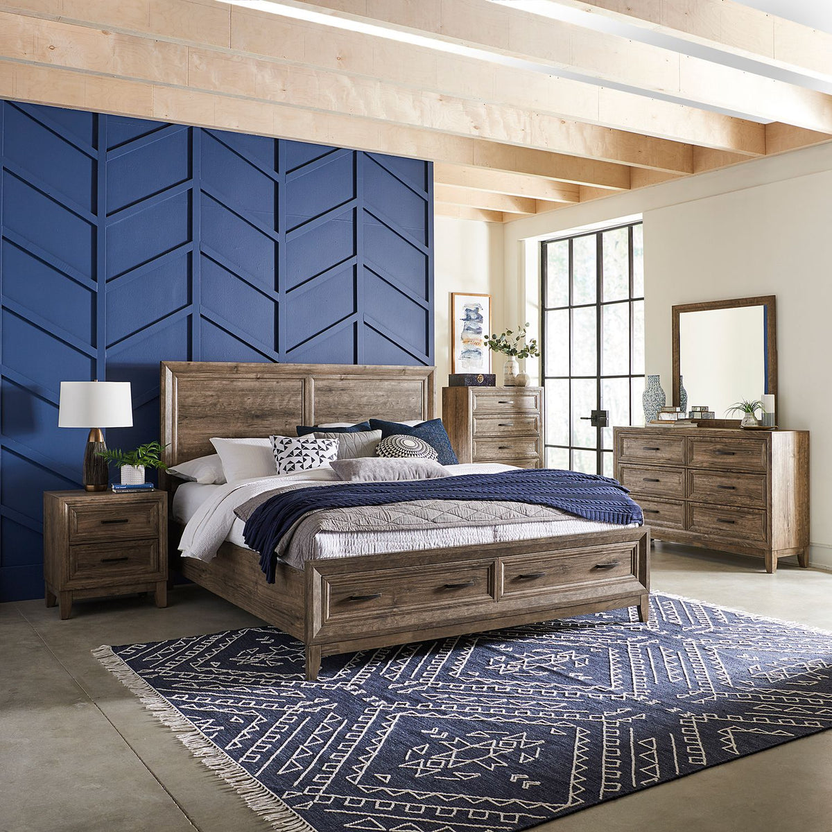 384-BR-KSBDMCN - King Storage Bed, Dresser & Mirror, Chest, Night Stand - Liberty Furniture