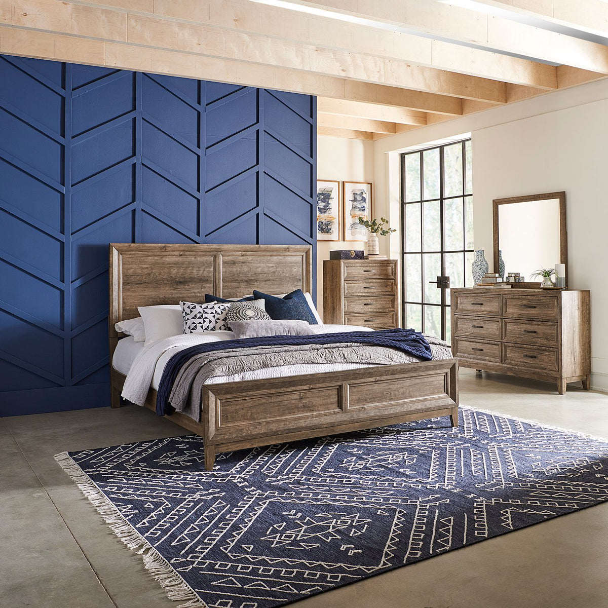 384-BR-QPBDMC - Queen Panel Bed, Dresser & Mirror, Chest - Liberty Furniture