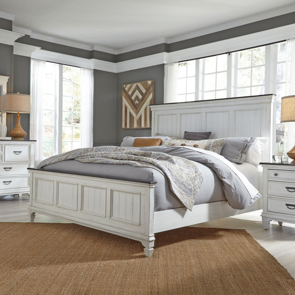 417-BR-CPBDMN - King California Panel Bed, Dresser & Mirror, Night Stand - Liberty Furniture