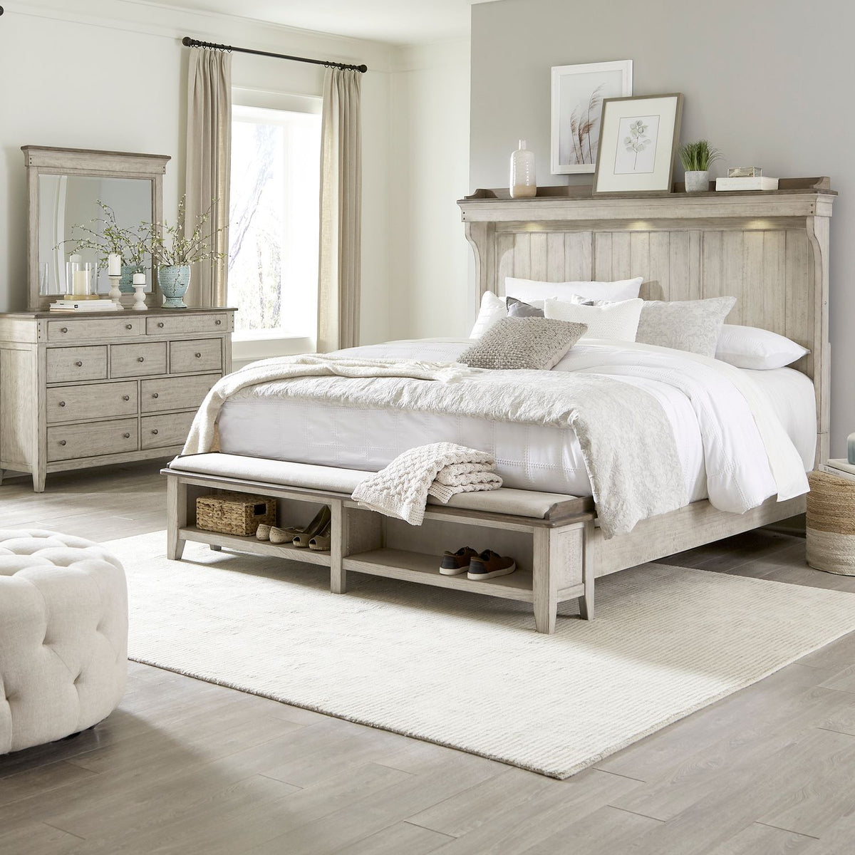 457-BR-KMSDM - King Mantle Storage Bed, Dresser & Mirror - Liberty Furniture