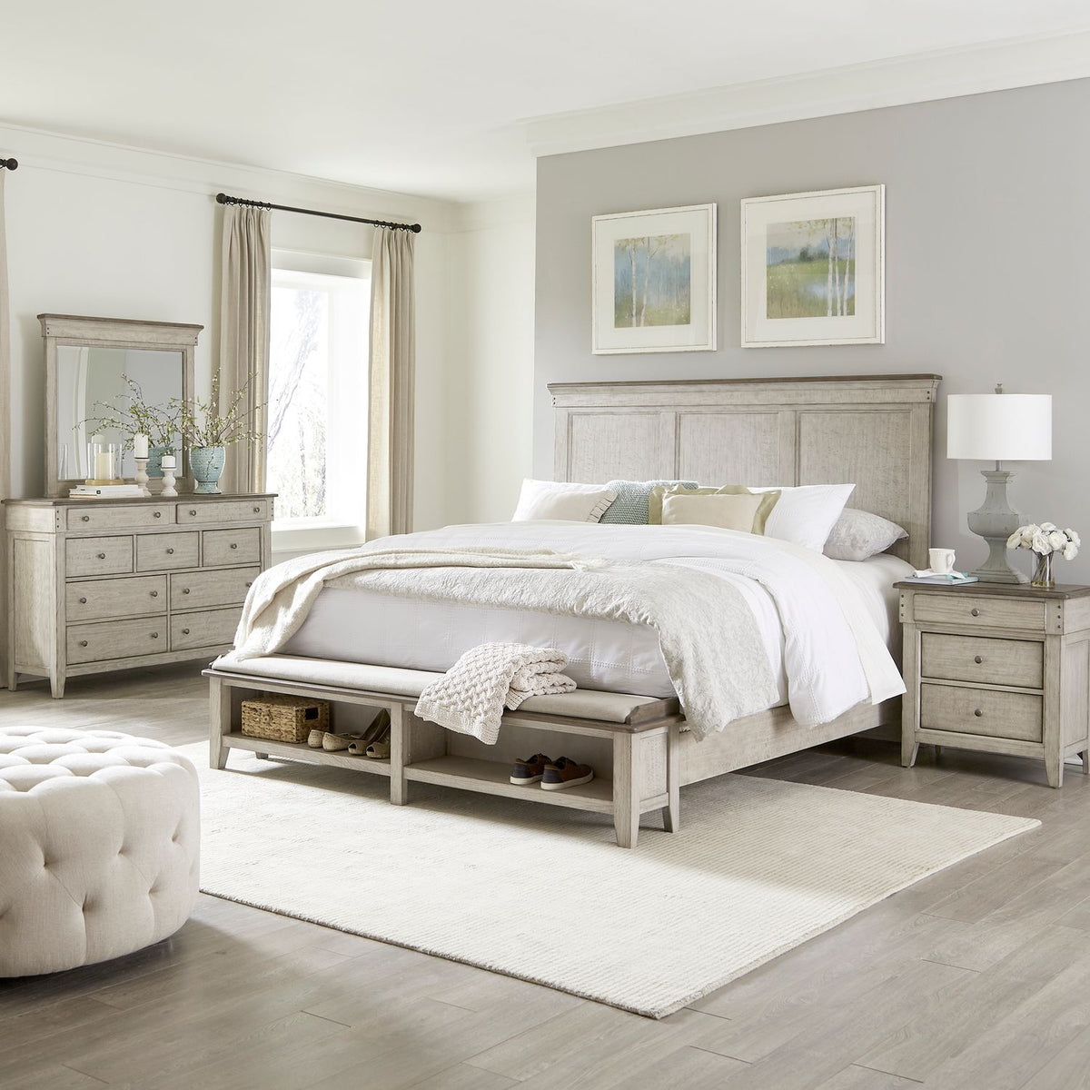457-BR-KSBDMN - King Storage Bed, Dresser & Mirror, Night Stand - Liberty Furniture