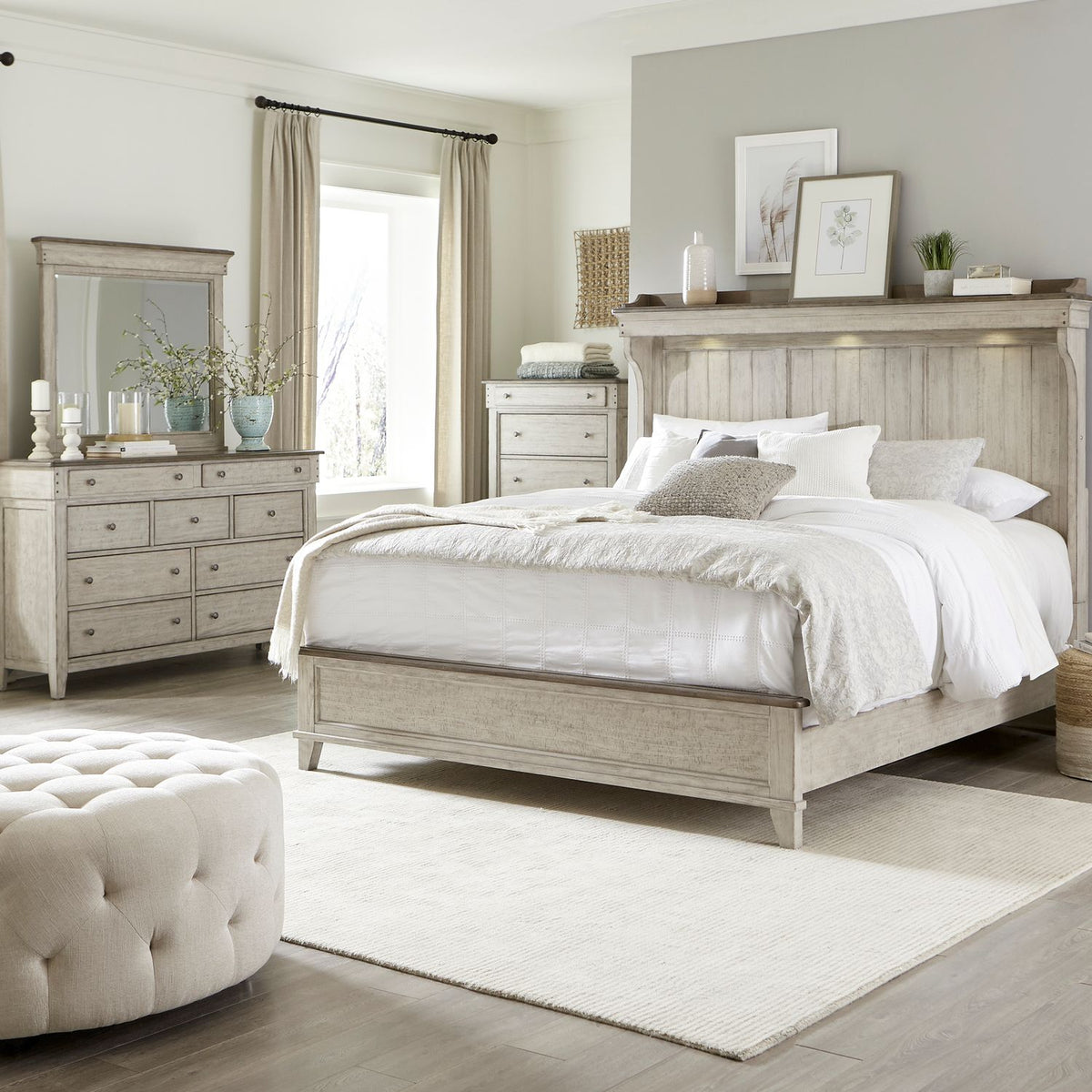 457-BR-QMTDMC - Queen Mantle Bed, Dresser & Mirror, Chest - Liberty Furniture