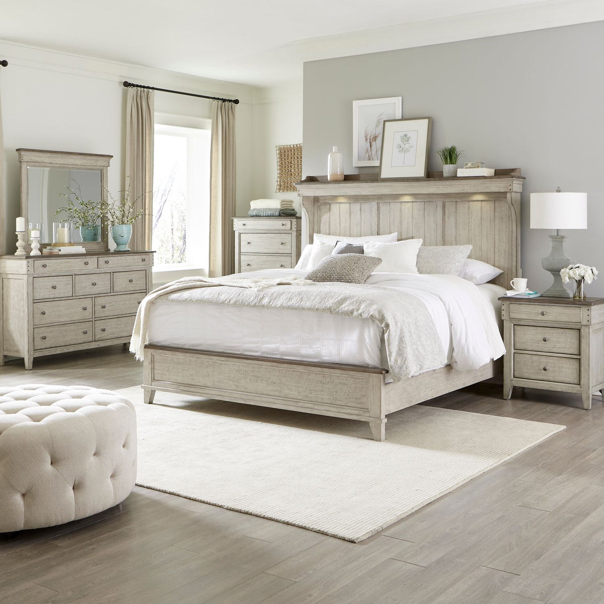 457-BR-QMTDMCN - Queen Mantle Bed, Dresser & Mirror, Chest, Night Stand - Liberty Furniture