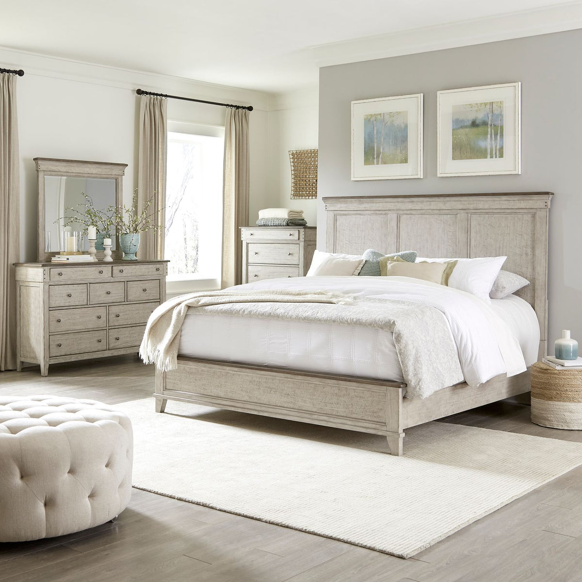 457-BR-QPBDMC - Queen Panel Bed, Dresser & Mirror, Chest - Liberty Furniture