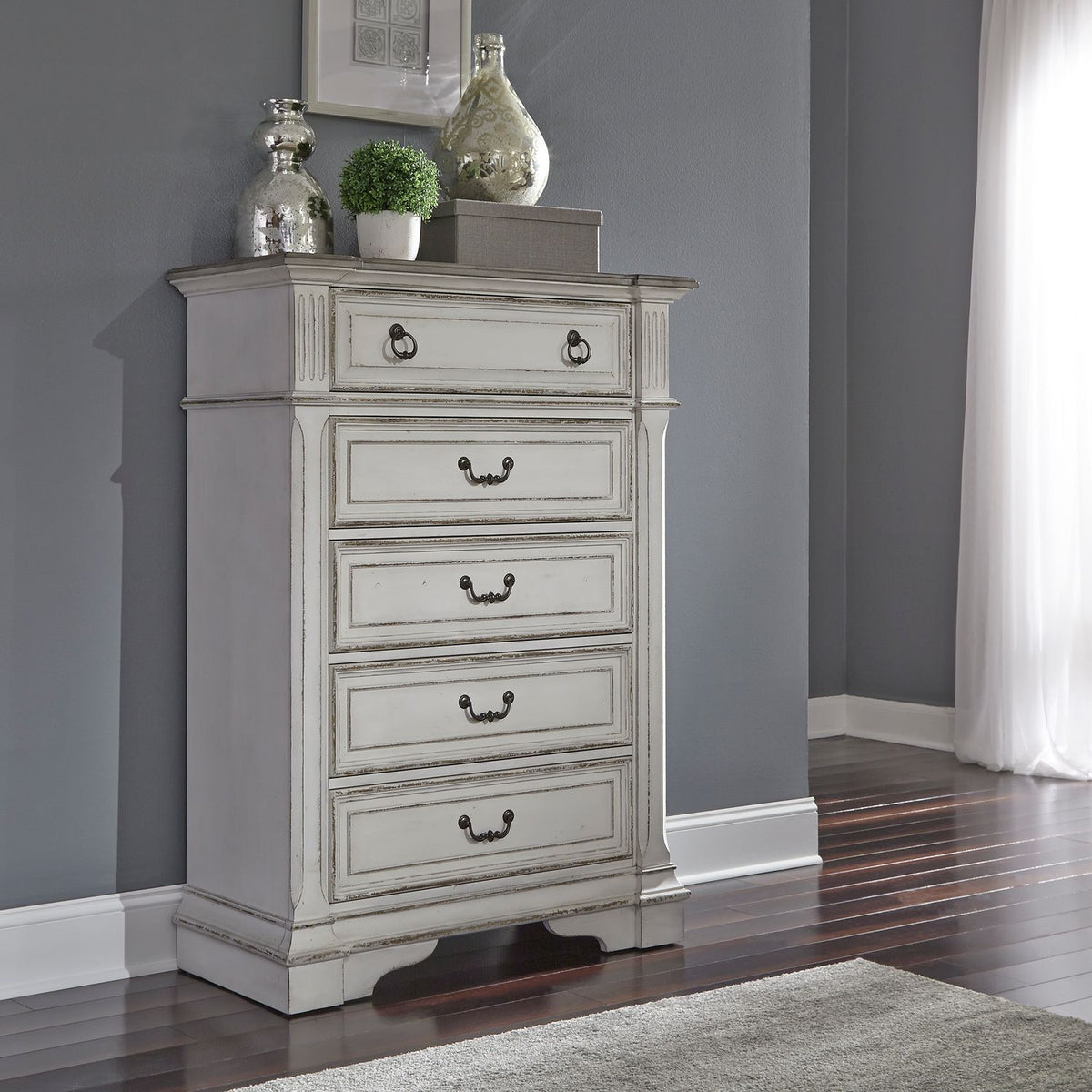 520-BR-CSLDMCN - King California Sleigh Bed, Dresser & Mirror, Chest, Night Stand - Liberty Furniture