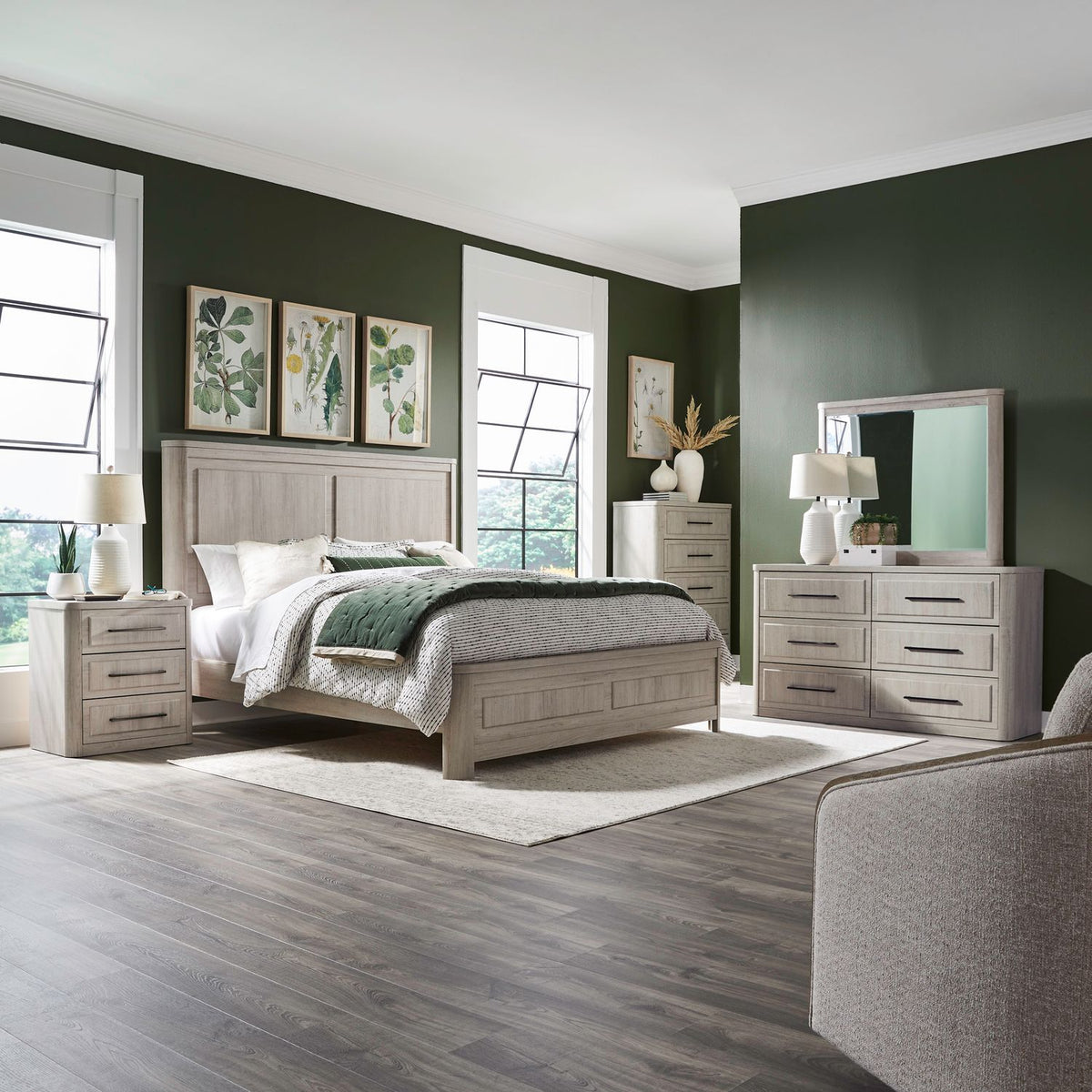 522-BR-QPBDMCN - Queen Panel Bed, Dresser & Mirror, Chest, Night Stand - Liberty Furniture