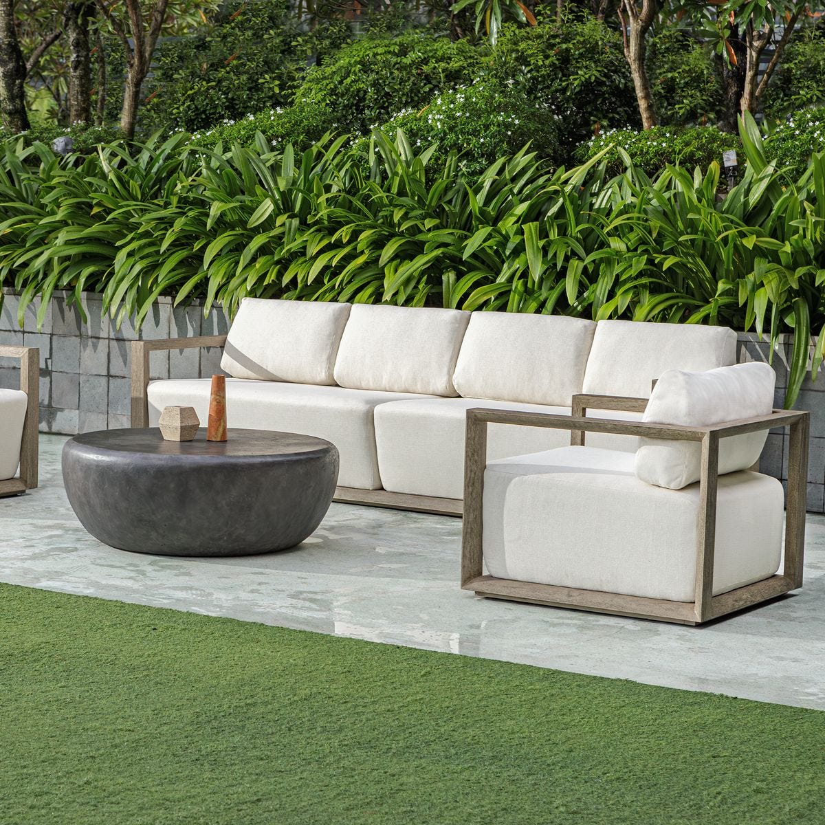 Remsen 4 Seater Outdoor Sofa, Weathered Gray/Oyster