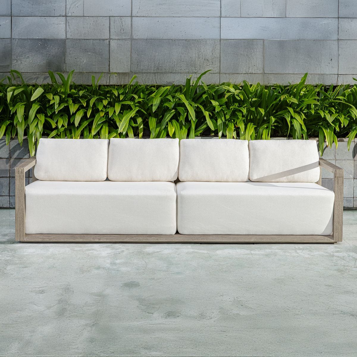 Remsen 4 Seater Outdoor Sofa, Weathered Gray/Oyster