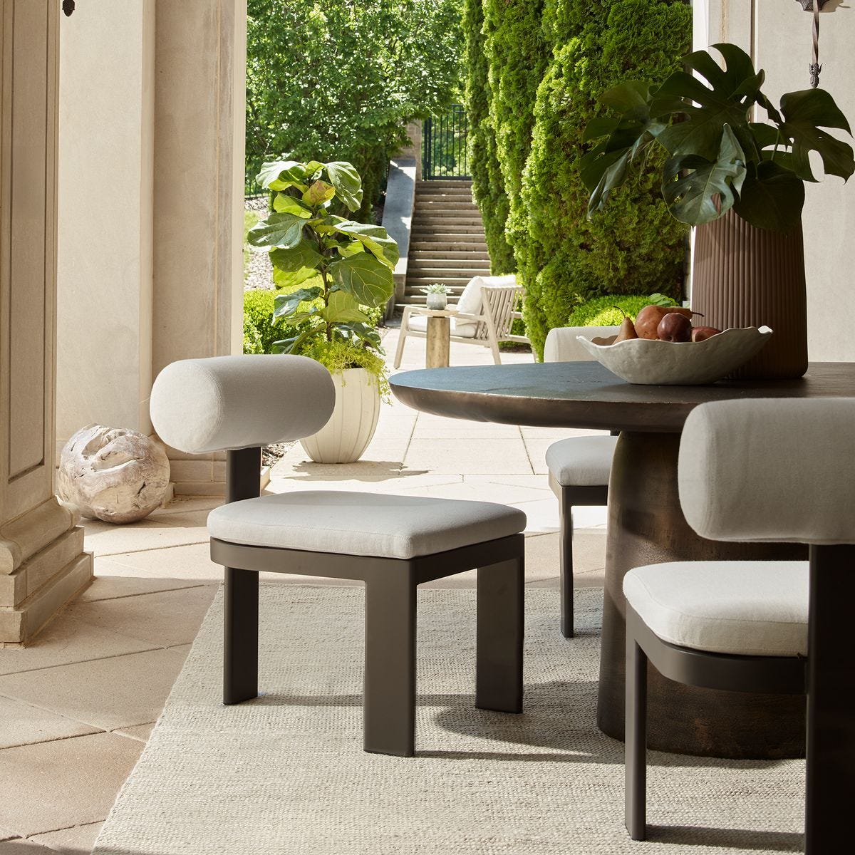 Bolster Back Outdoor Dining Chair, Oyster