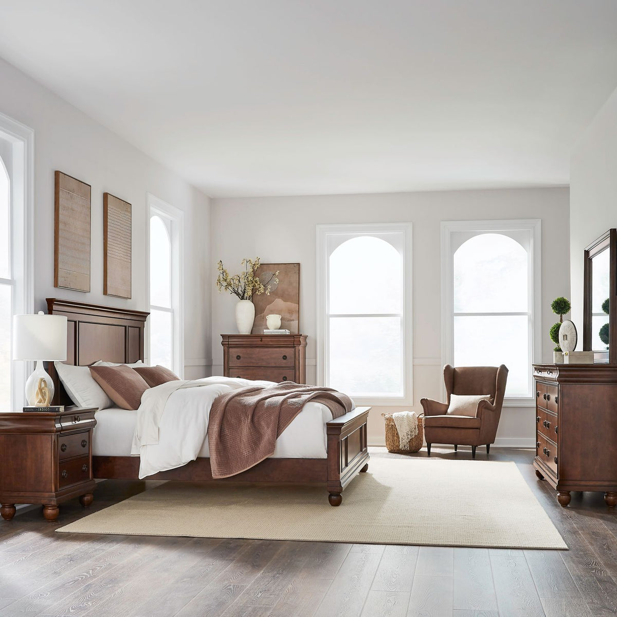 589-BR-CPBDMCN - King California Panel Bed, Dresser & Mirror, Chest, Night Stand - Liberty Furniture