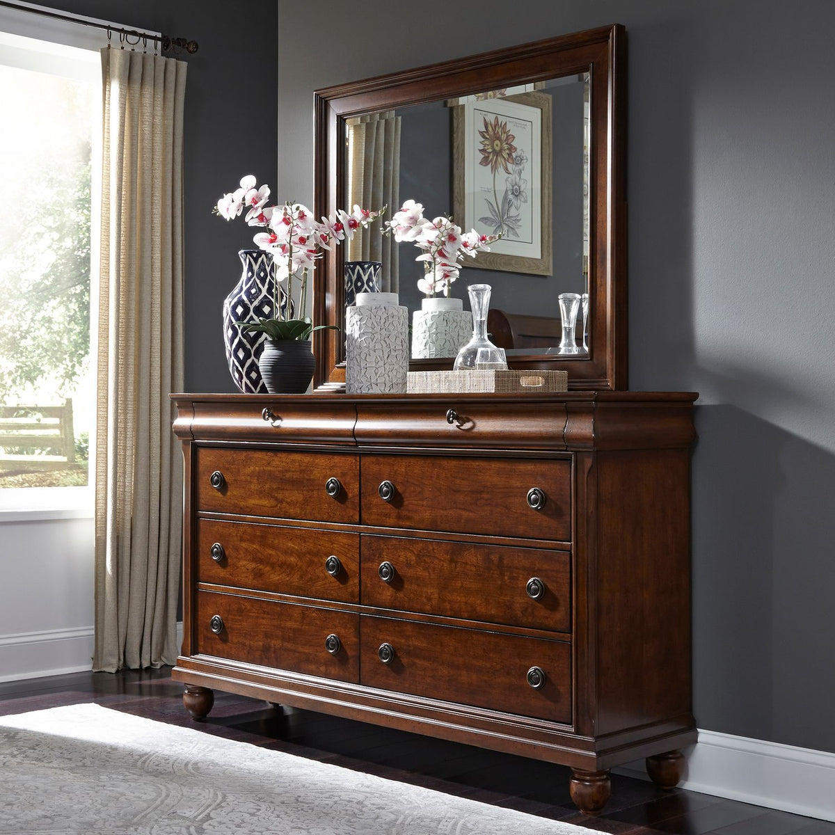 589-BR-KSLDM - King Sleigh Bed, Dresser & Mirror - Liberty Furniture