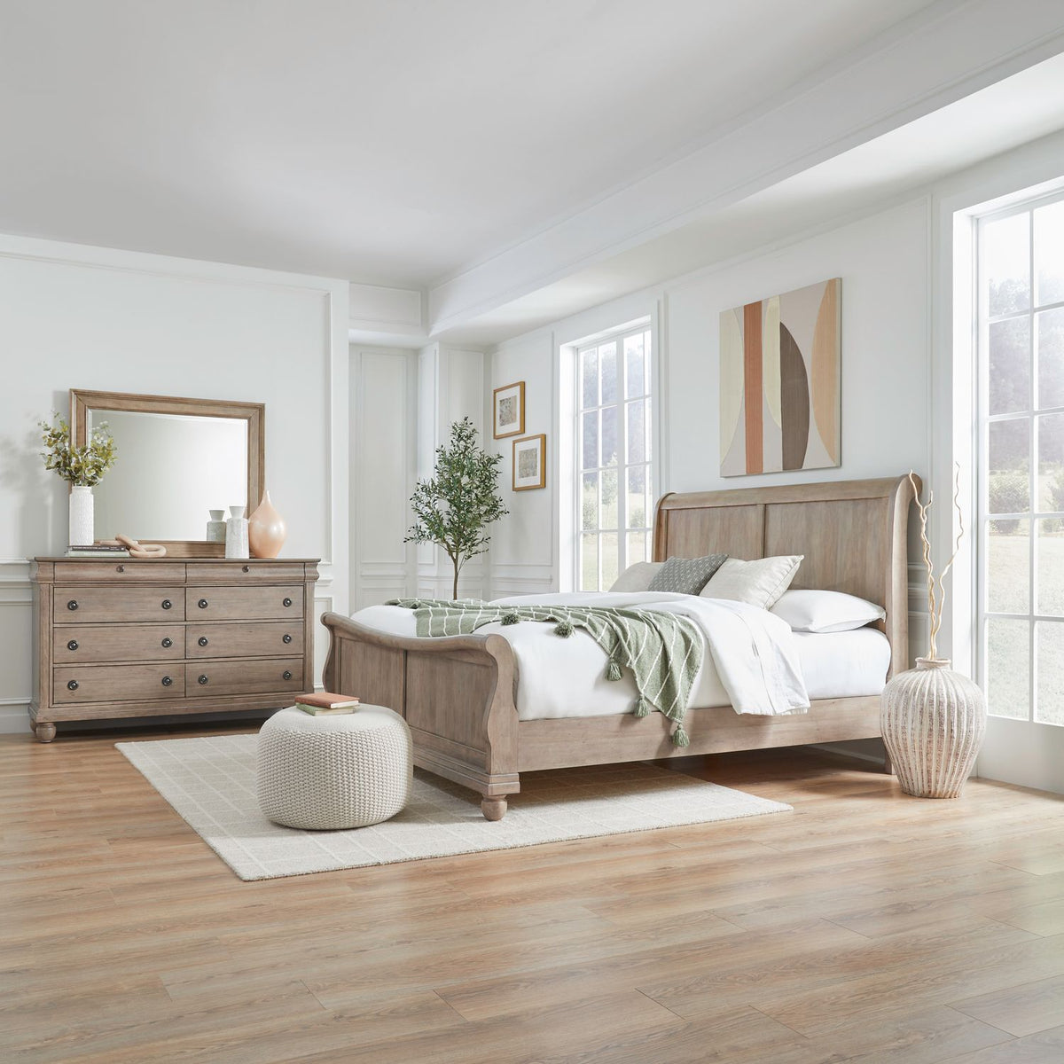 589WT-BR-KSLDM - King Sleigh Bed, Dresser & Mirror - Liberty Furniture
