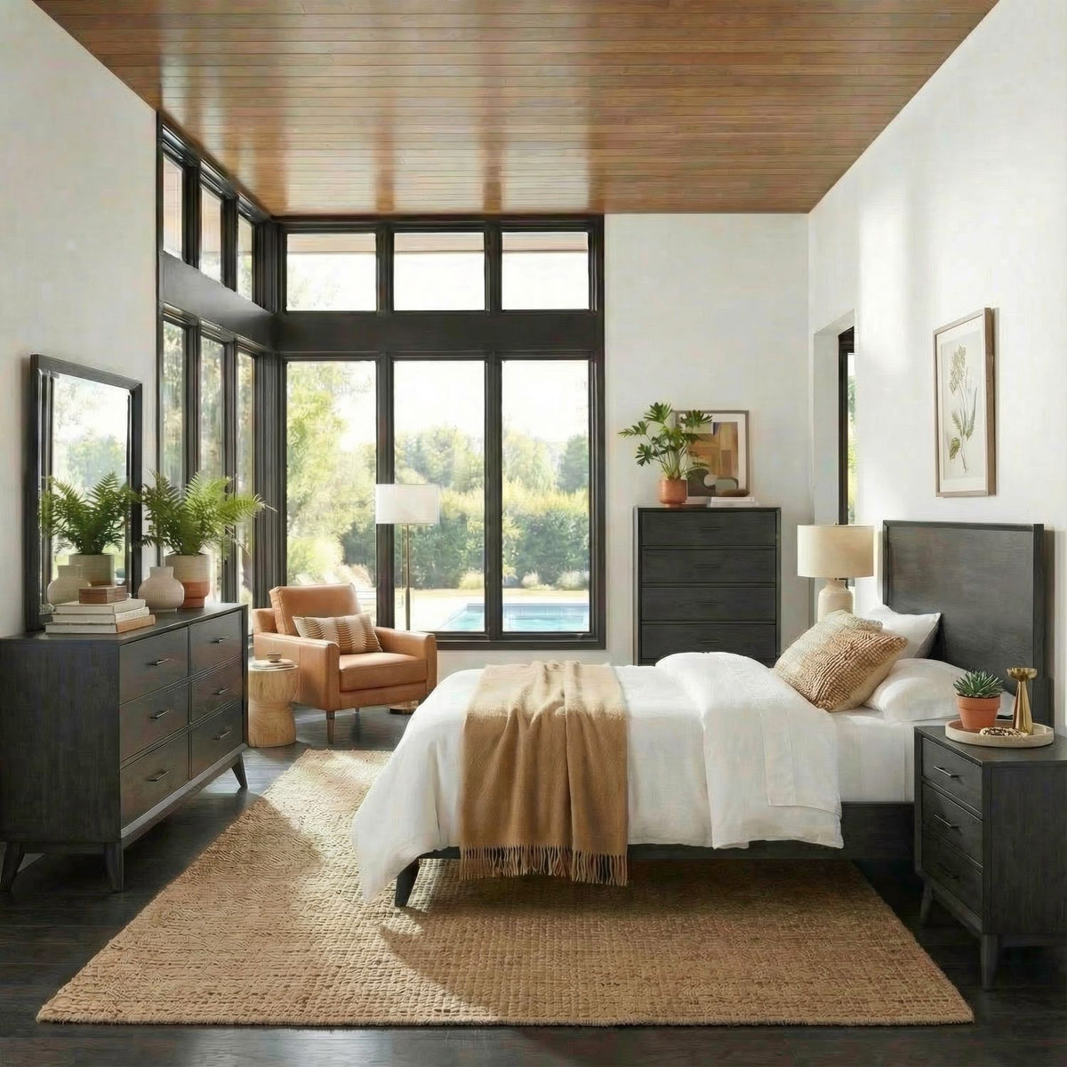 604B-BR-KPLDMCN - King Platform Bed, Dresser & Mirror, Chest, Night Stand - Liberty Furniture