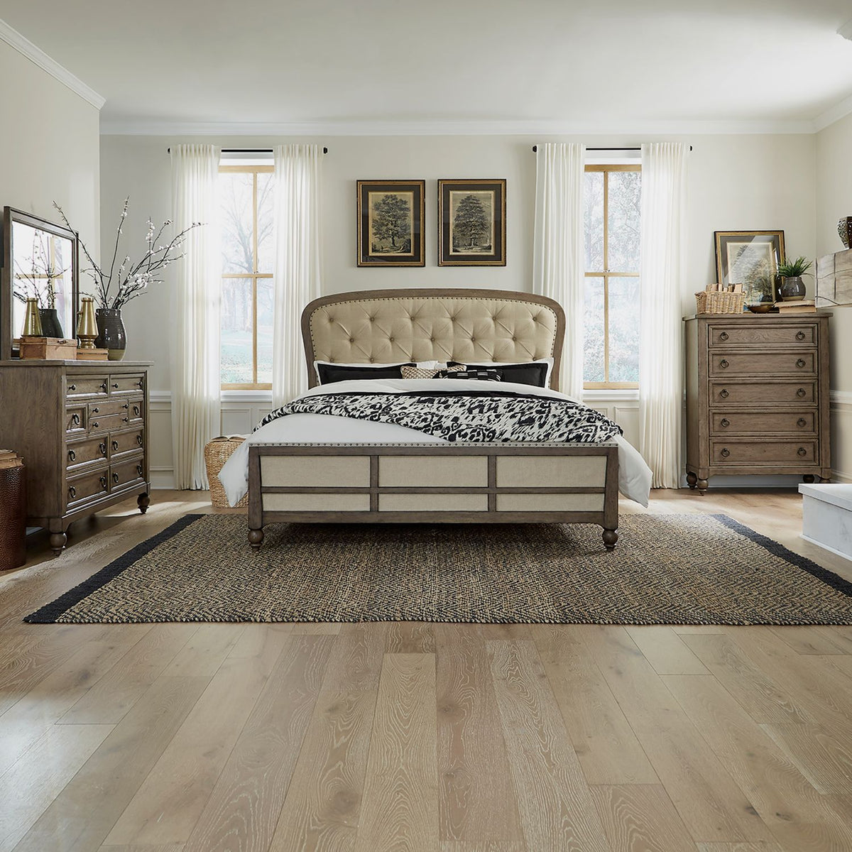 615-BR-QSHDMC - Queen Shelter Bed, Dresser & Mirror, Chest - Liberty Furniture