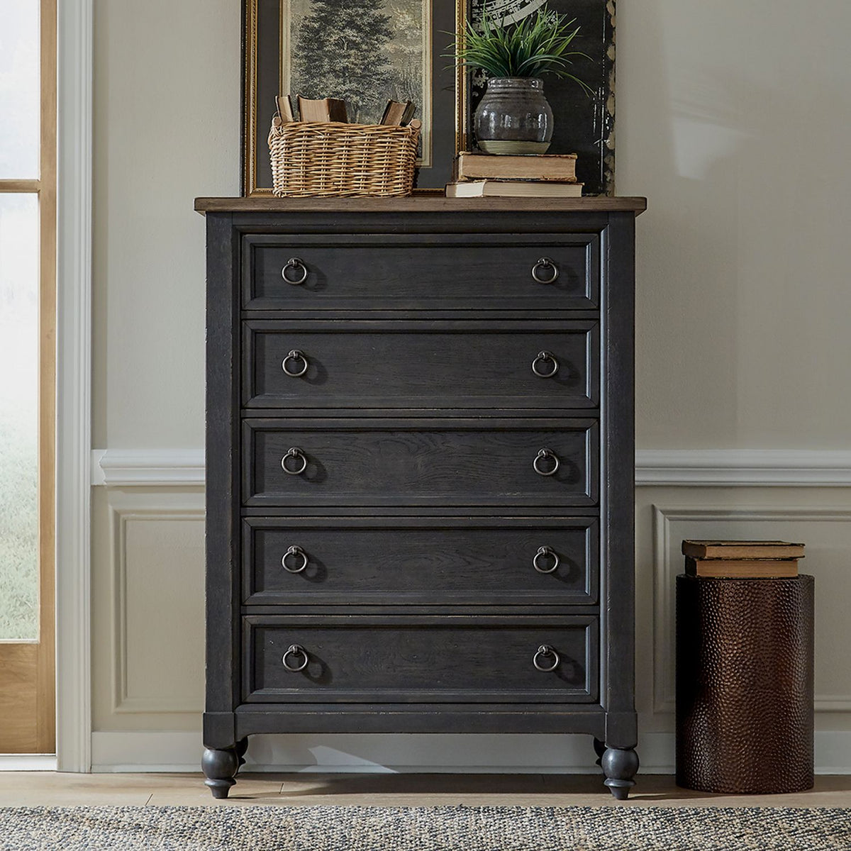 615-BR41-B - 5 Drawer Chest - Black - Liberty Furniture