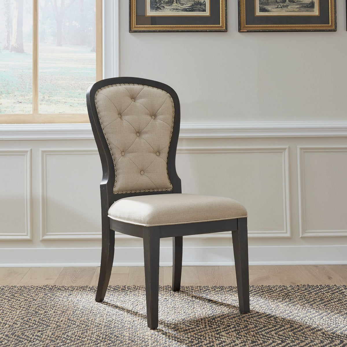 615-C0501S-B - Uph Tufted Back Side Chair - Black - Liberty Furniture