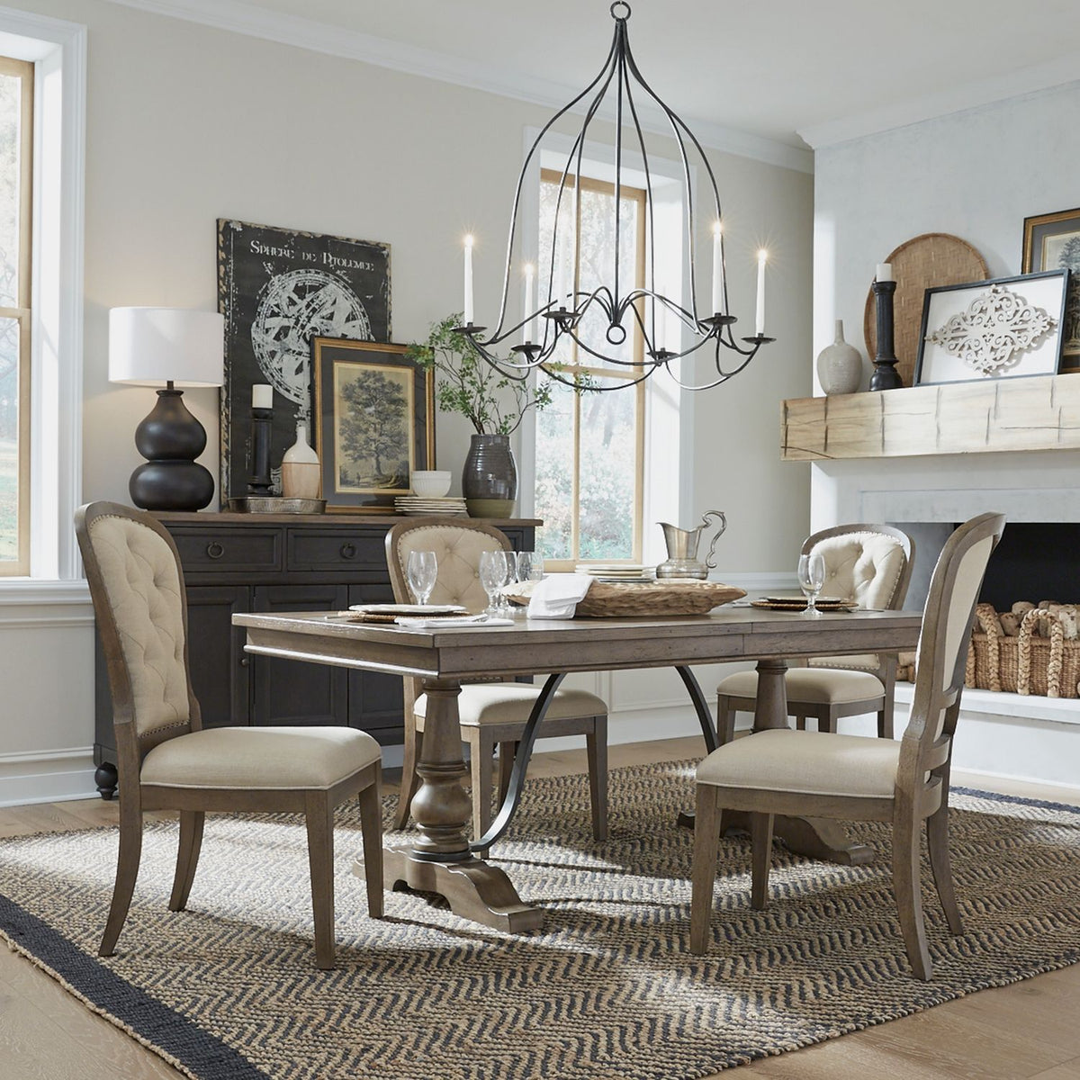 615-DR-O5TRS - Optional 5 Piece Trestle Table Set - Liberty Furniture