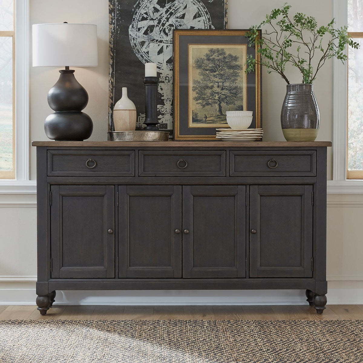 615-HB7242-B - Hall Buffet- Black - Liberty Furniture