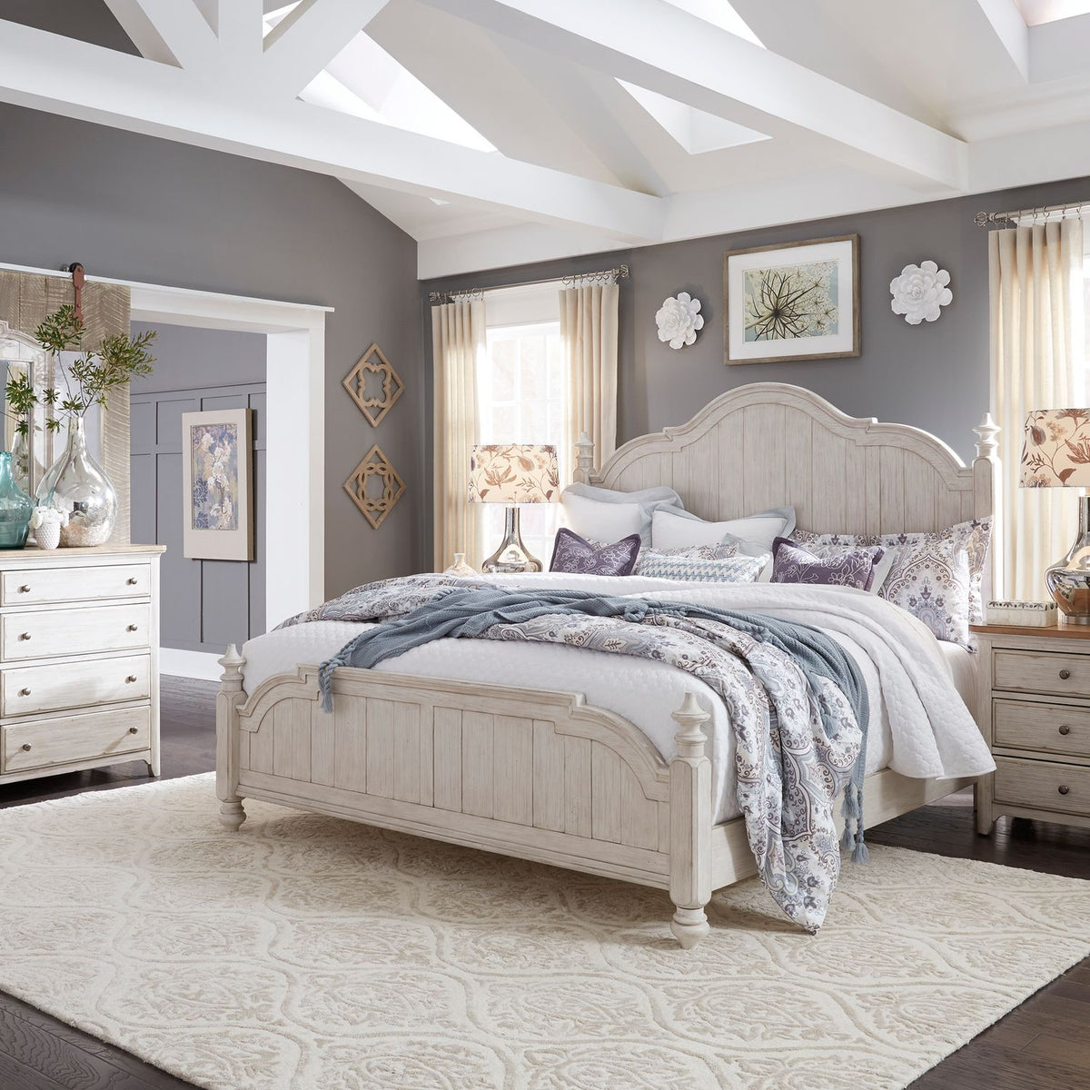 652-BR-QPSDMN - Queen Poster Bed, Dresser & Mirror, Night Stand - Liberty Furniture