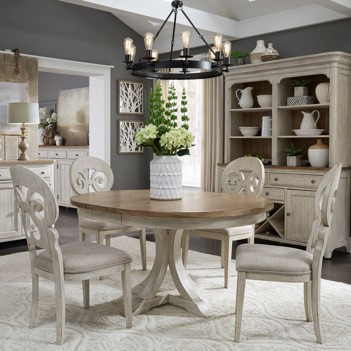 652-DR-5PDS - 5 Piece Pedestal Table Set - Liberty Furniture