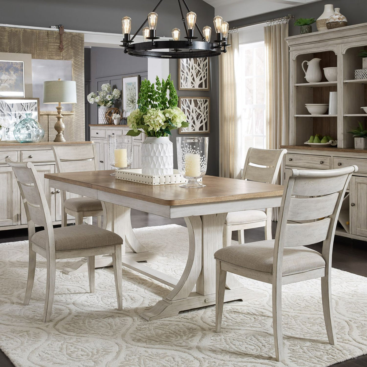 652-DR-O5TRS - Opt 5 Piece Trestle Table Set - Liberty Furniture