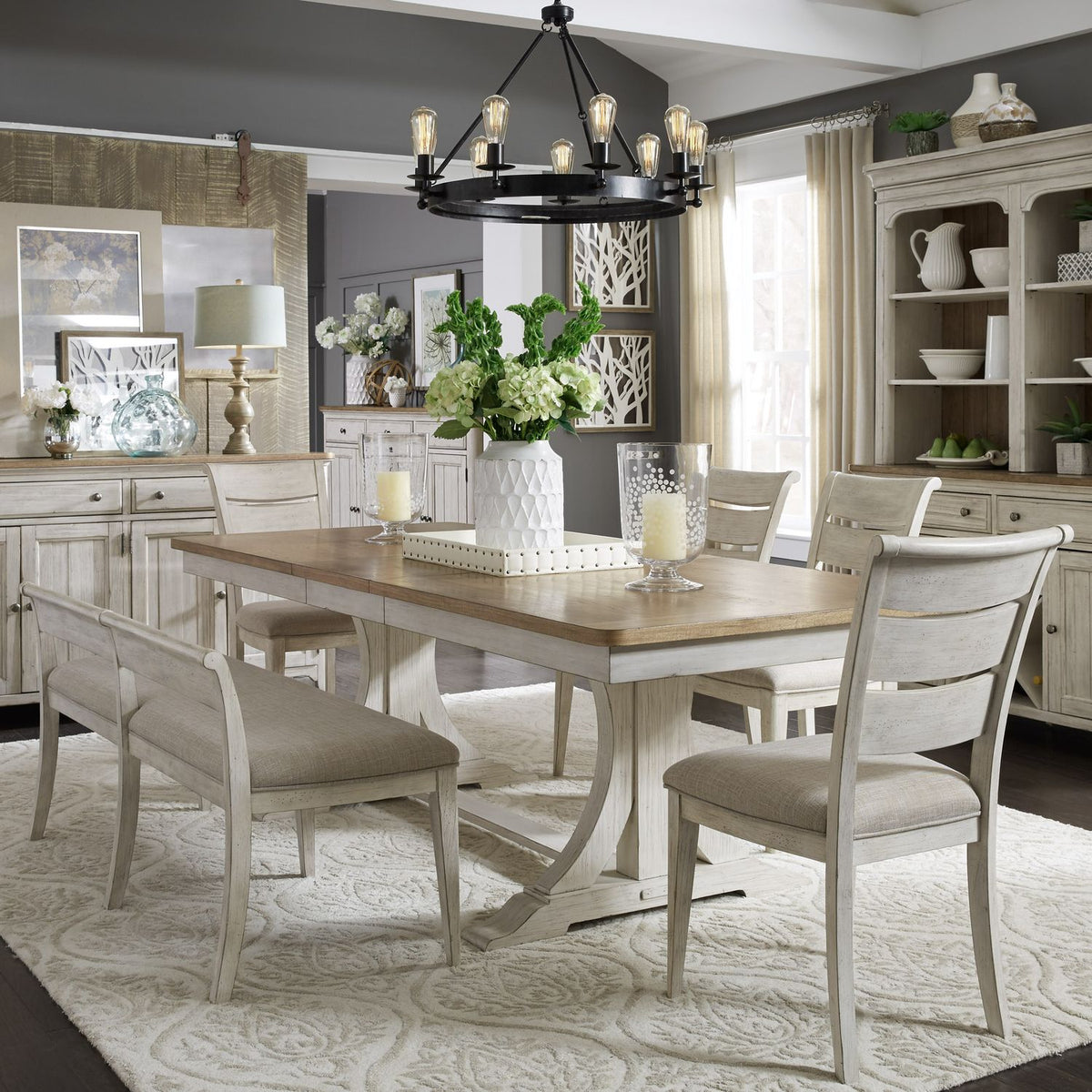 652-DR-O6TRS - Opt 6 Piece Trestle Table Set - Liberty Furniture