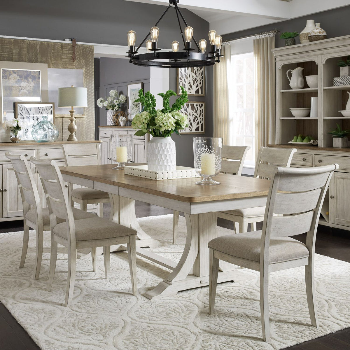 652-DR-O7TRS - Opt 7 Piece Trestle Table Set - Liberty Furniture