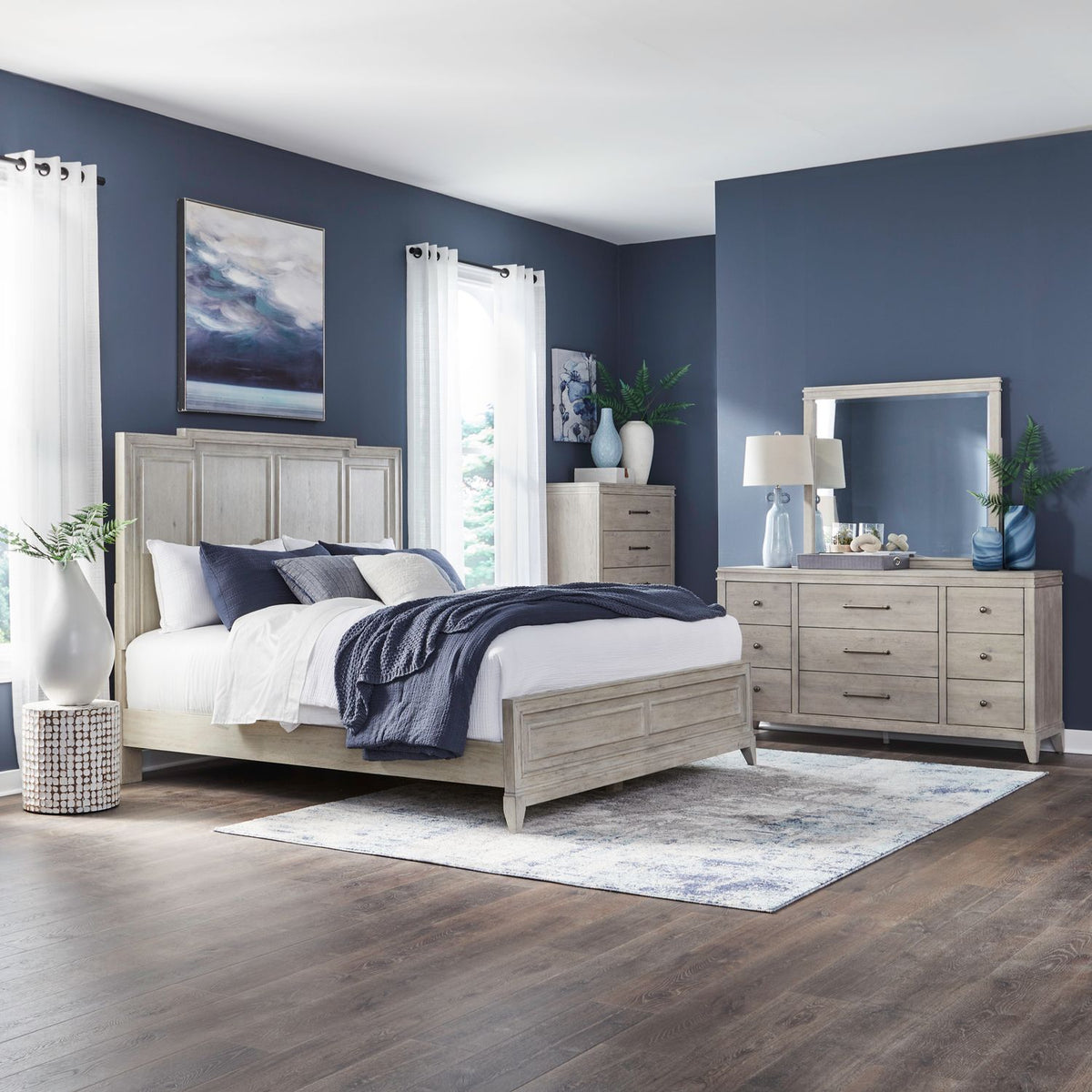 694-BR-KCPBDMC - King California Panel Bed, Dresser & Mirror, Chest - Liberty Furniture