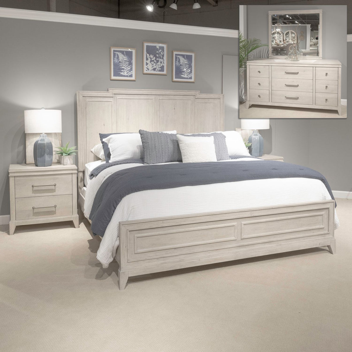 694-BR-KCPBDMN - King California Panel Bed, Dresser & Mirror, Night Stand - Liberty Furniture