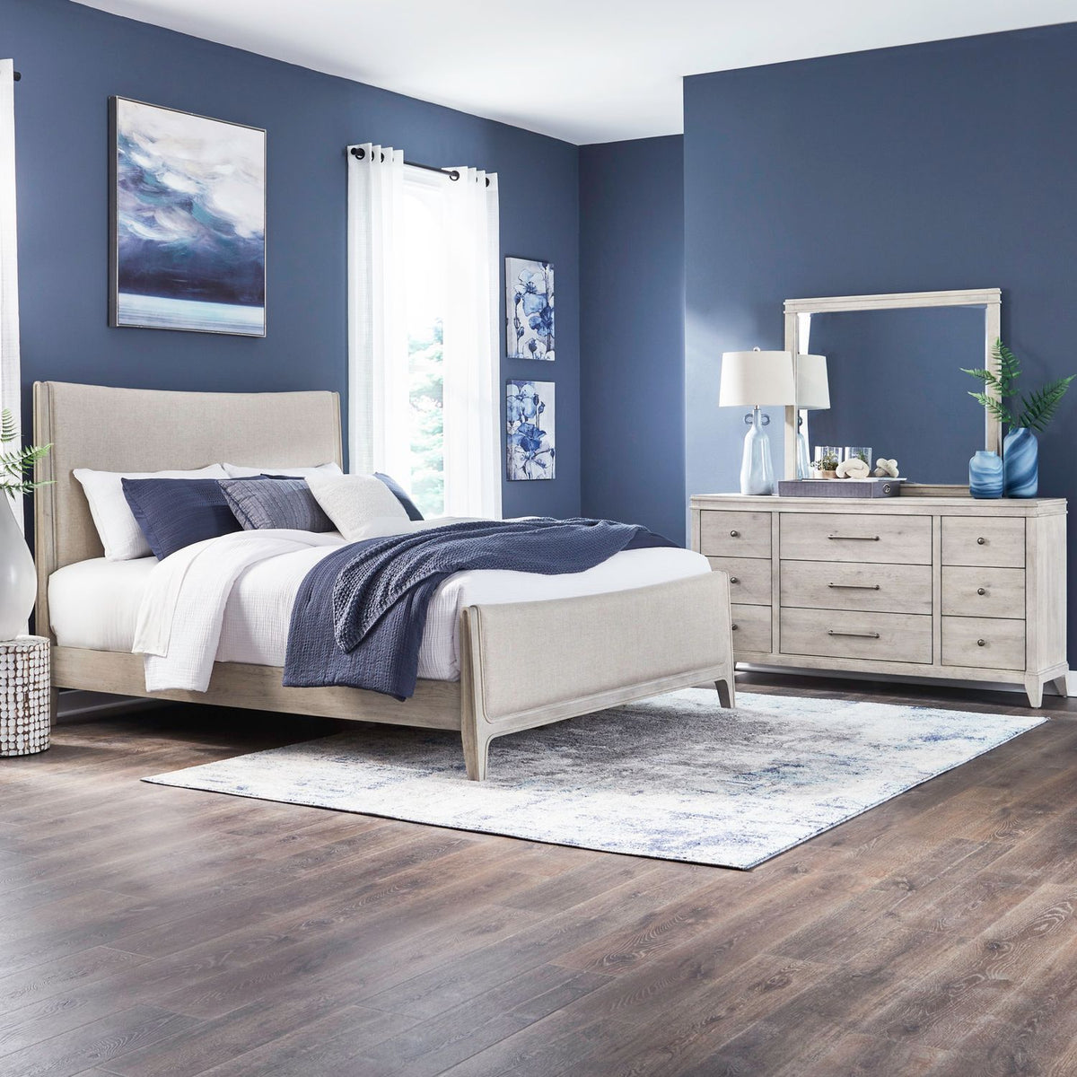 694-BR-KUBDM - King Uph Bed, Dresser & Mirror - Liberty Furniture