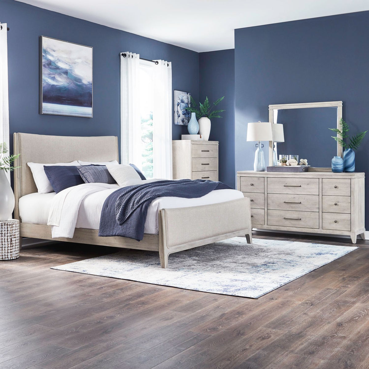 694-BR-KUBDMC - King Uph Bed, Dresser & Mirror, Chest - Liberty Furniture