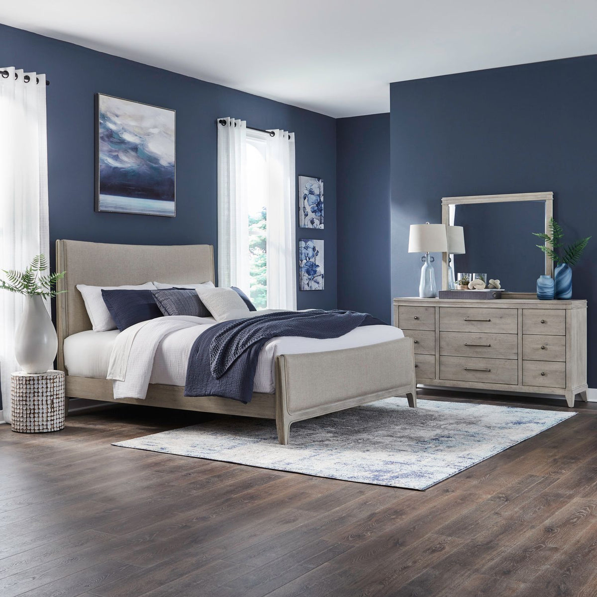 694-BR-QUBDM - Queen Uph Bed, Dresser & Mirror - Liberty Furniture