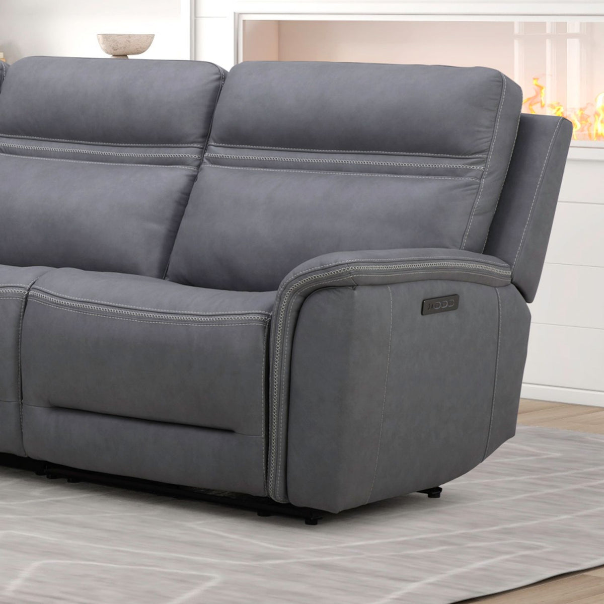7007BG-43RP - R Arm Recliner P3 & ZG - Blue Gray - Liberty Furniture