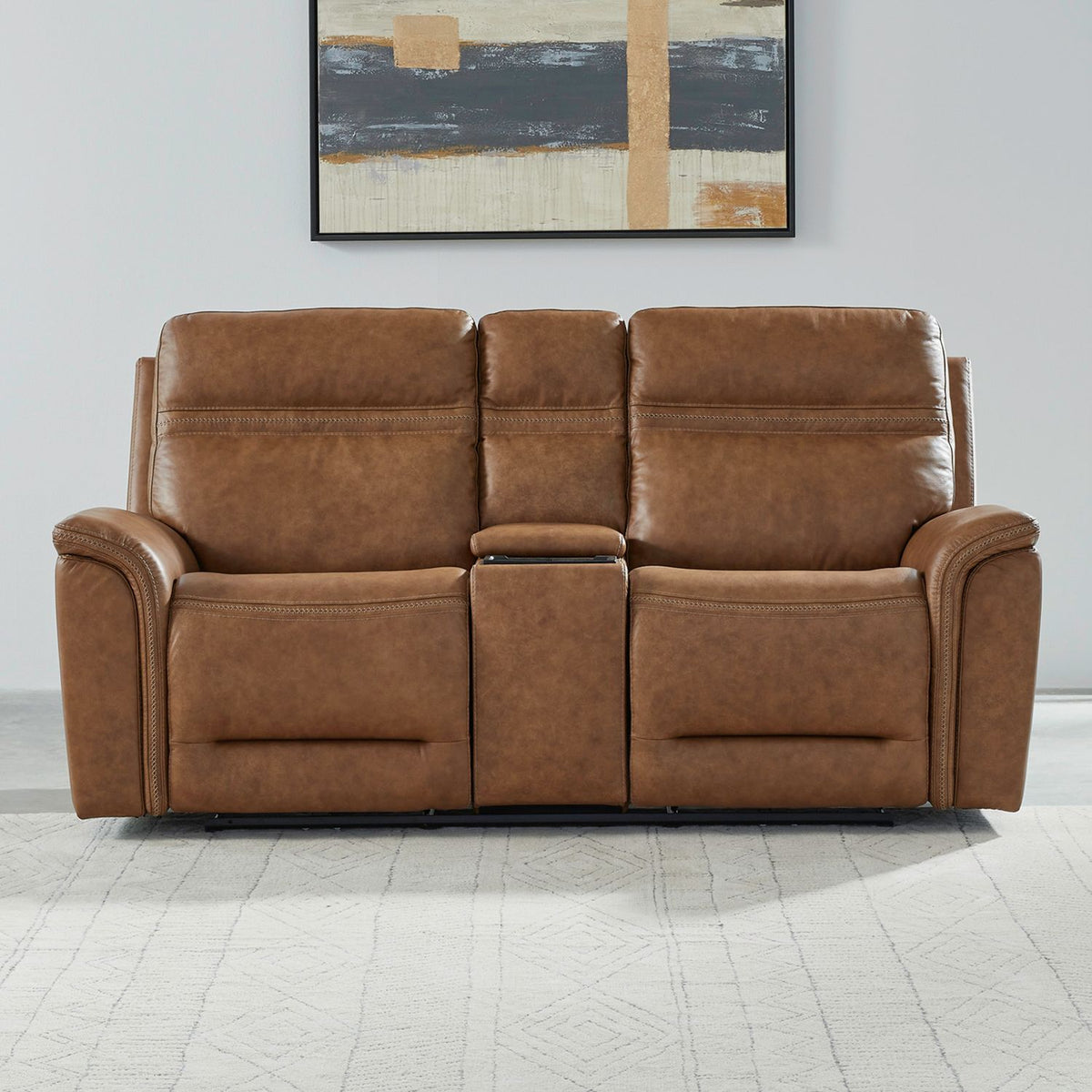 7007CM-23P - Loveseat w/Console P3 & ZG - Camel - Liberty Furniture