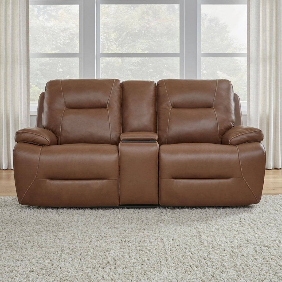 7008SD-23P - Loveseat w/Console P3 & ZG - Saddle - Liberty Furniture
