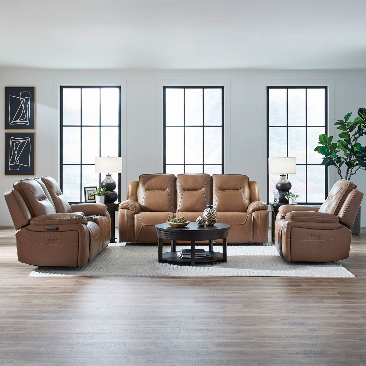 7018BU-UPH-SOLOREC - Sofa w/ Loveseat & Recliner - Liberty Furniture