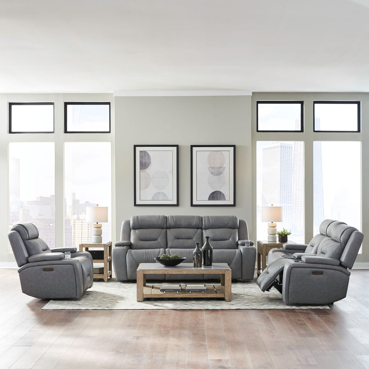 7019BG-UPH-SOLOREC - Sofa w/ Loveseat & Recliner - Liberty Furniture
